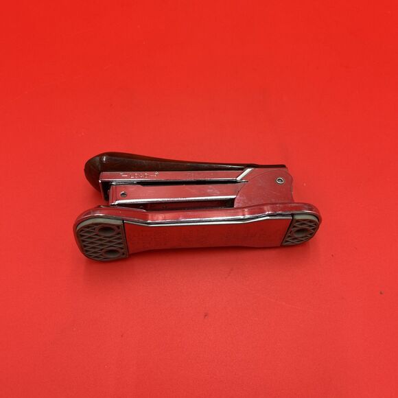 Ace Cadet Liftop Stapler, Model 302 Marbelized Brown Top Chrome Chicago Vintage - Picture 2 of 7